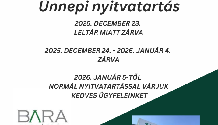 Ünnepi nyitvatartás